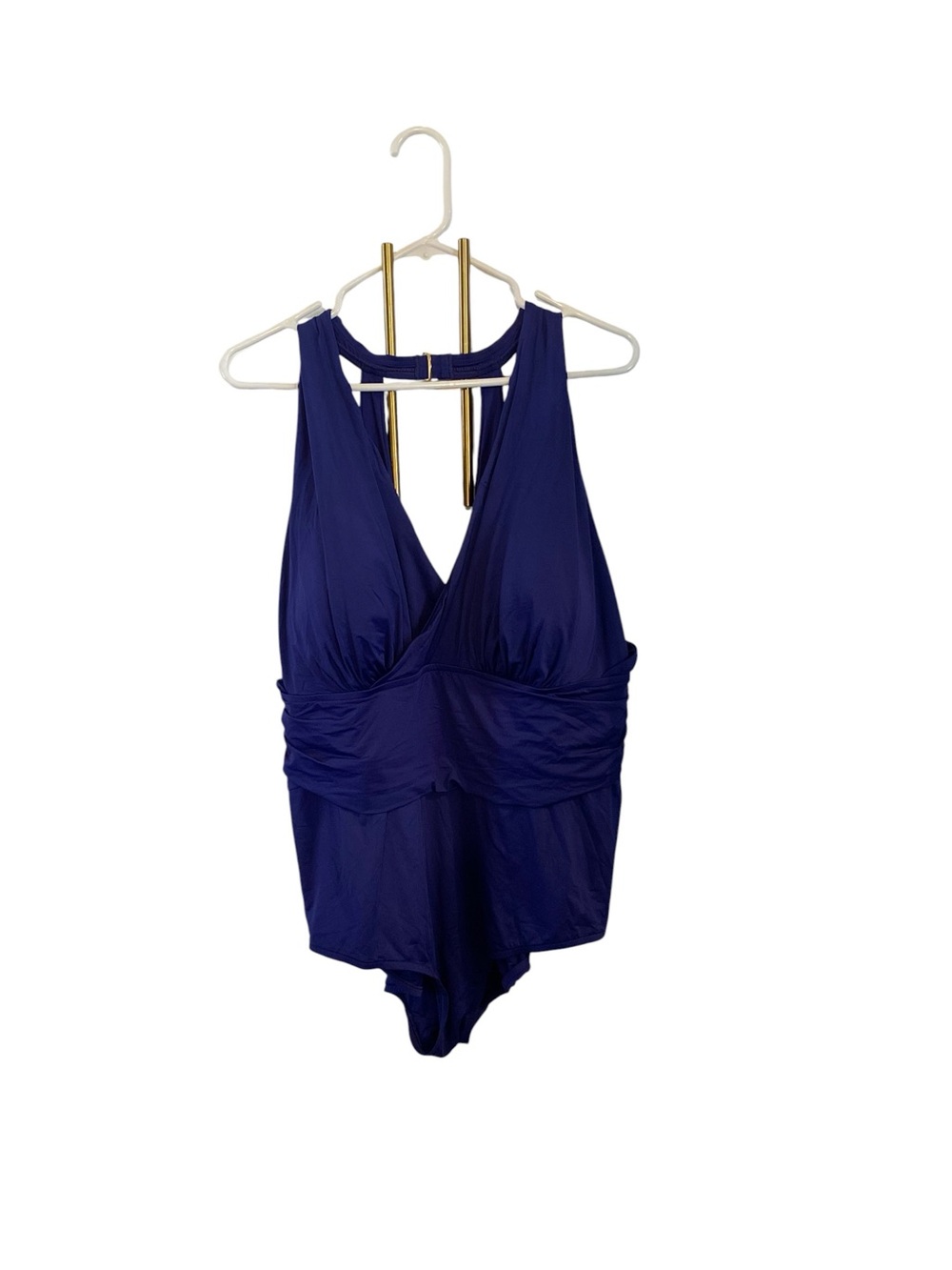 Badgley Mischka Plus size Dip BackMaillot One piece Swimsuit royal blue Vacation - Picture 10 of 12
